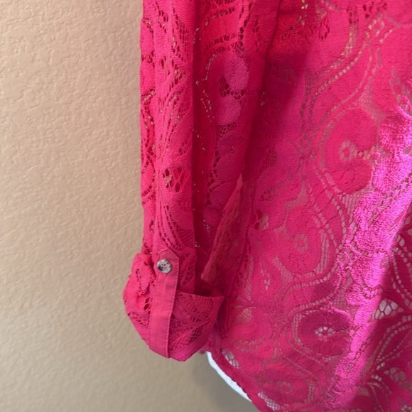 Mauve Anthropologie Pink Lace Button Up Sz 8 - Picture 4 of 10